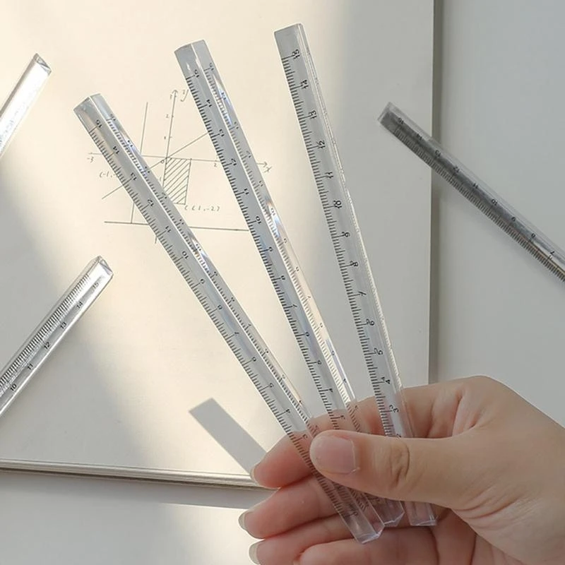  Three-sided Clear Ruler Portable Acrylic Straight Ruler Lightweight Durable