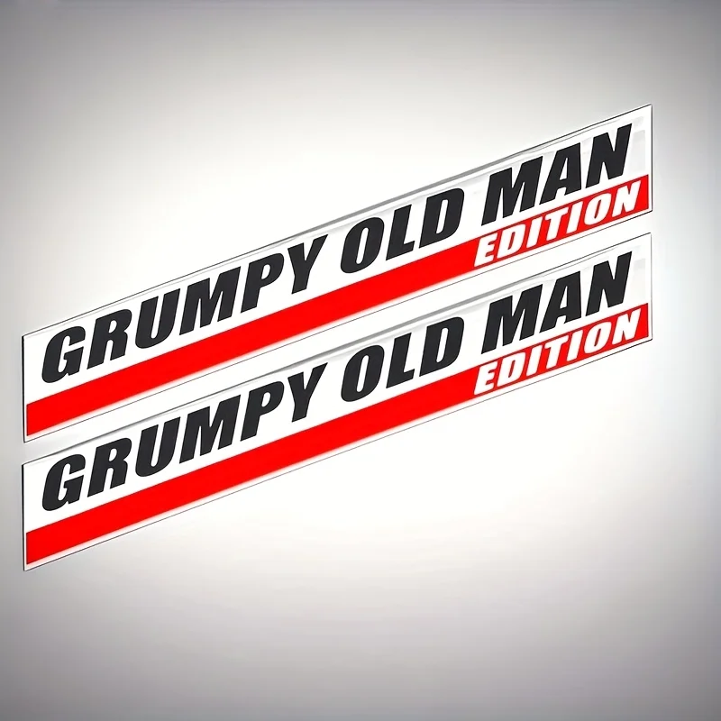 2pcs Grumpy Old Man Edition 3D Emblem Sticker Badge Fender Funny Decals Car Replacement Door Decoration for Universal Vehicle SU