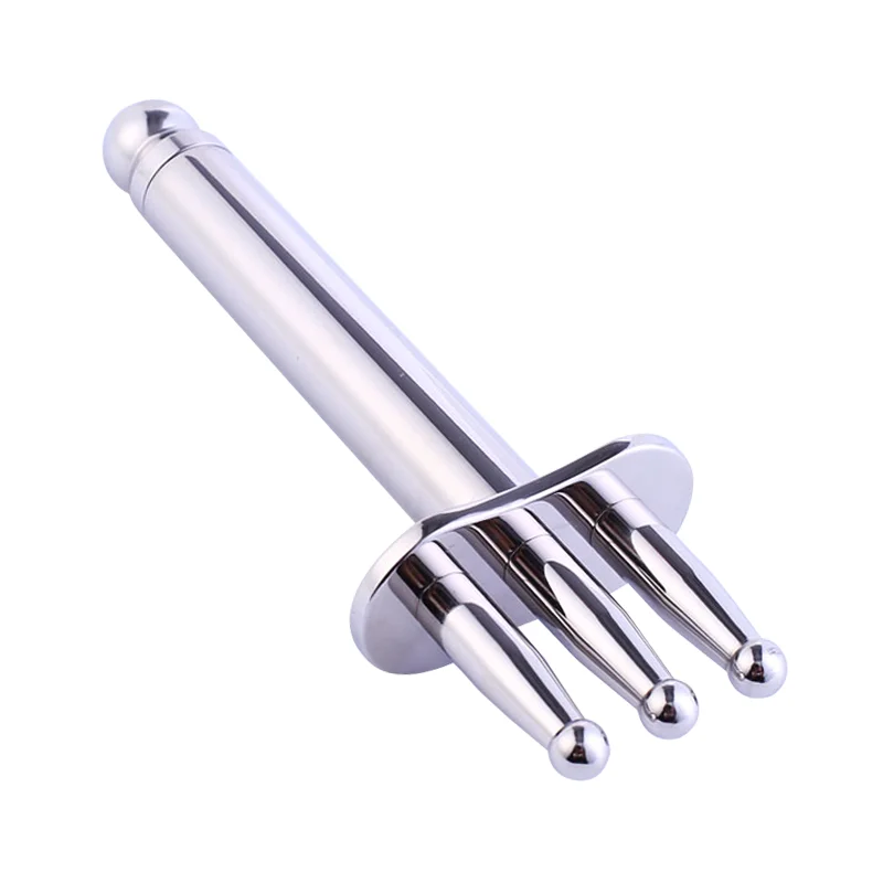 Fourche magnétique lumineuse à trois têtes rondes pour massage des points et des méridiens, pour la relaxation musculaire et la drainage lymphatique