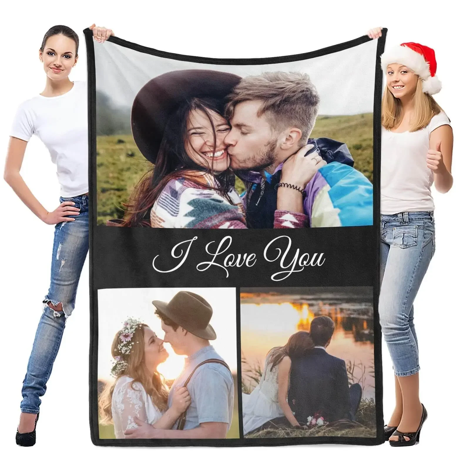 1pc Custom Flannel Blanket, Your Photo Desigin for Anniversary Mom Dad Sis Bro Lover, Valentine's Day Christmas New Year Gift