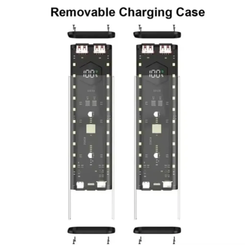 4* 21700 Power Bank Case Portable Detachable External Battery Pack LED Display Dual USB Charge Battery Storage Box Outdoor Use