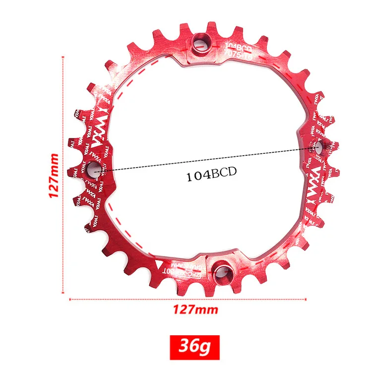Mountain bike positive and negative teeth single disc 104BCD aluminum alloy teeth 30T small teeth chain wheel single speed disc