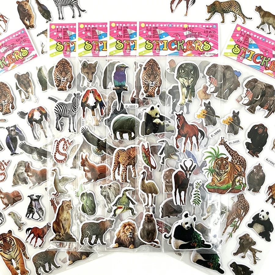 12/24pcs Animal Styles Bubble Stickers Self-adhesive Graffiti Stickers for Laptop Luggage Refrigerator Student Reward Stickers