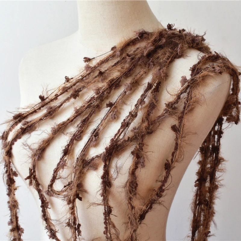 Brown Coffee Transformed Wool Velvet Tassel Lace Accessories Creative Cotton Yarn Wedding Decoration Design Clothing Fabrics