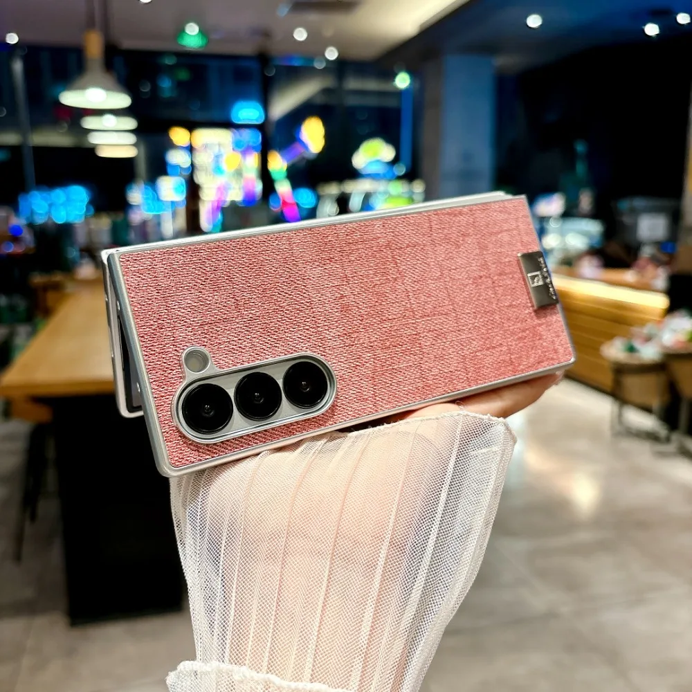 Высококачественный деловой кожаный чехол с серебряной каймой для Samsung Galaxy Z Fold 7, 6, 5, 4, 3, противоударный защитный чехол