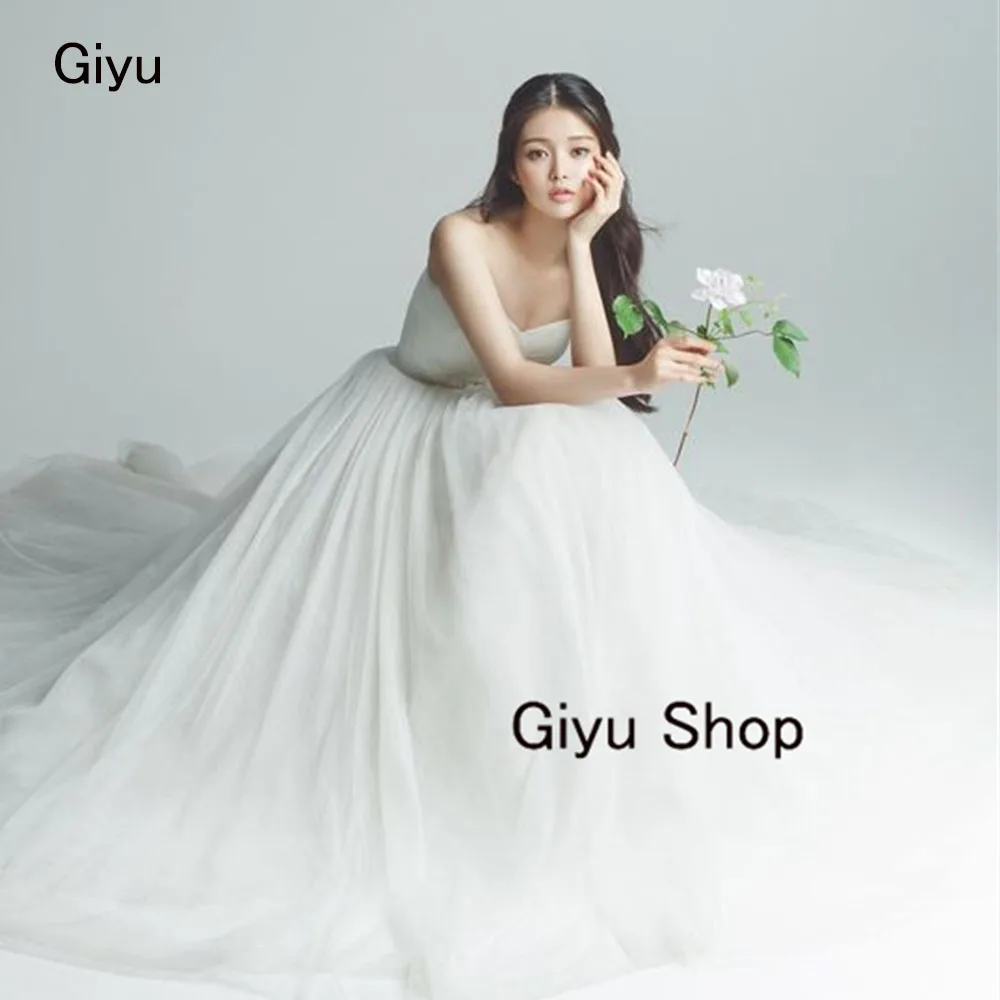 

Giyu Fairy V-Neck Korea Wedding Dress Photoshoot A-line Draped Floor-length Evening Gown Dress Bridal Gown 웨딩드레스