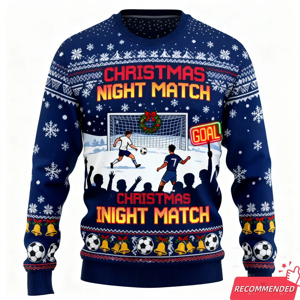 

Забавный футбольный рождественский графический уродливый рождественский свитер для мужчин, модный осенний свитшот с 3D принтом футбольных ворот, повседневные пуловеры, топ