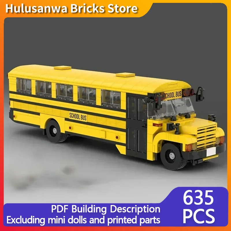 City Service Car Model MOC Building Bricks Speed Champions School Bus Modular Technology Gift Holiday Assemble Children Toy Suit