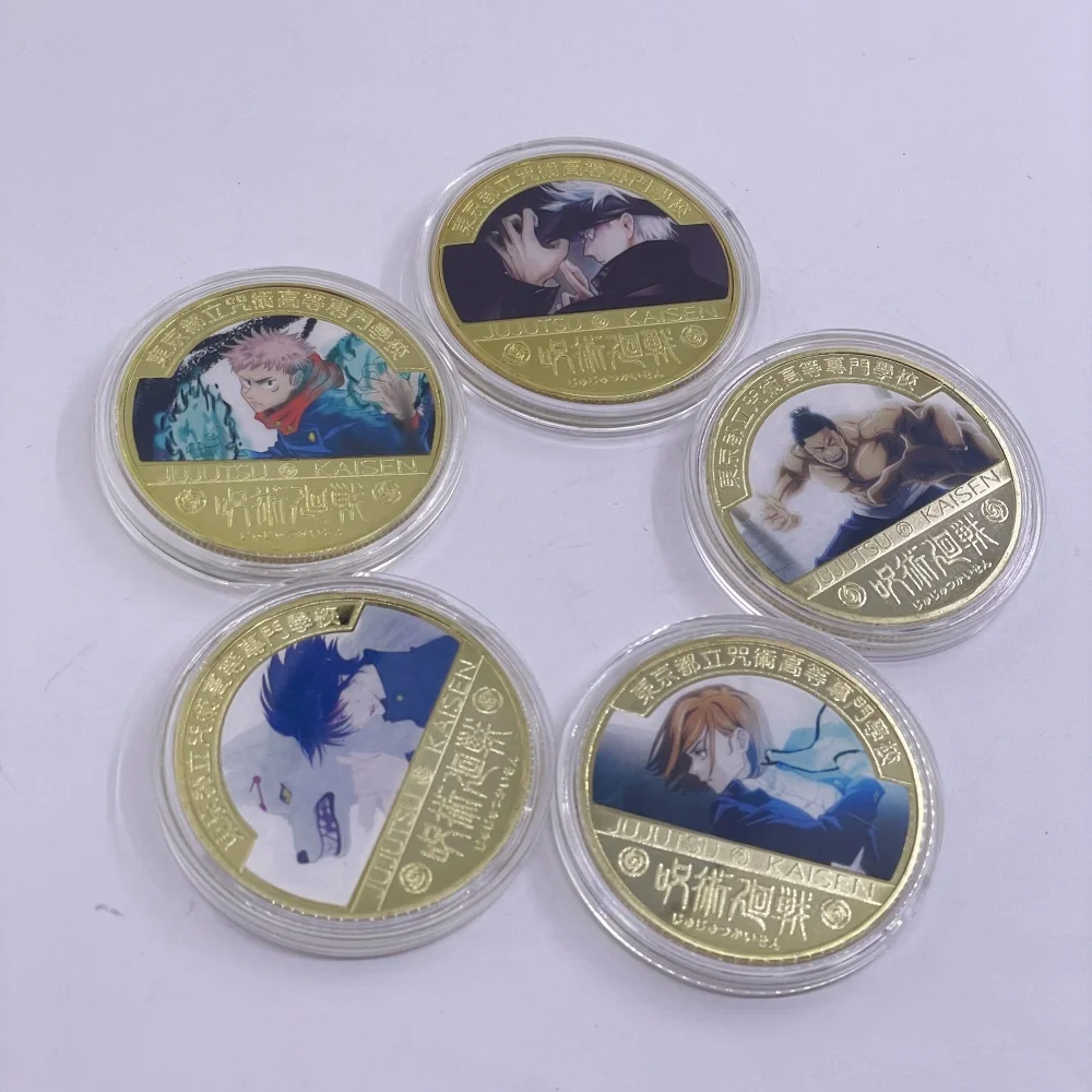 Pièce de monnaie commémorative plaquée or Jujutsu Kaisen, pièces en fer, pièce de défi personnage d'anime, cadeaux souvenirs de collection