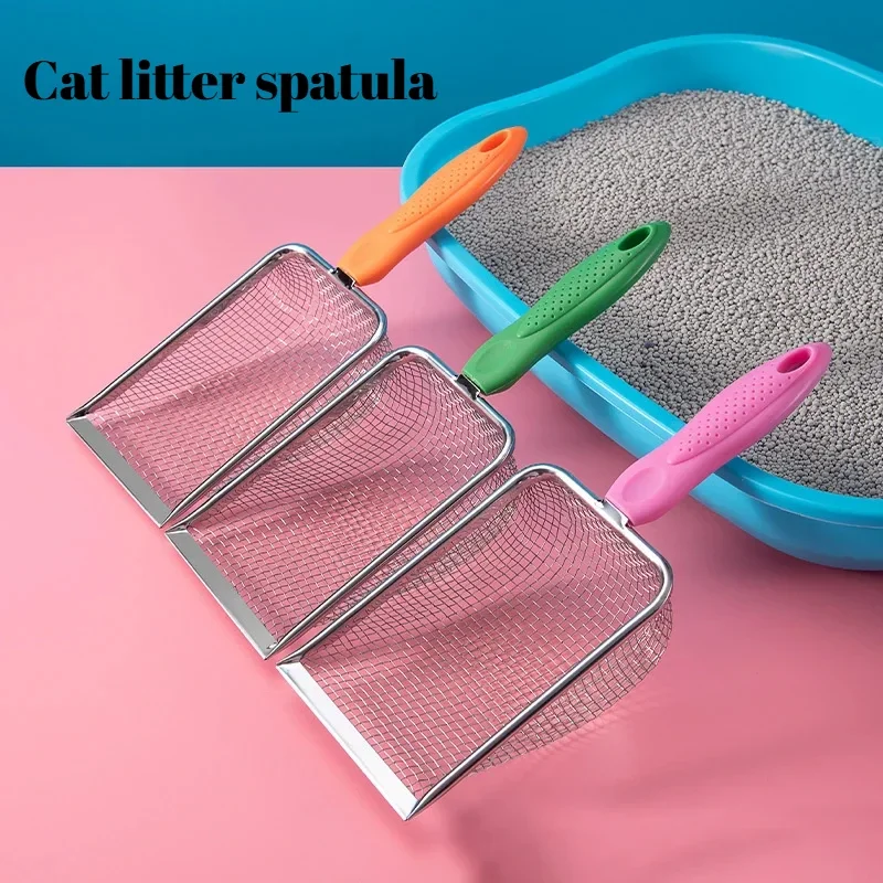 Pelle à Litière Pour Chat Avec Poignée Coordonnante, Filtre À Caca Pour Chat, Pelle À Litière Pour Chaton, Plastique, Métal