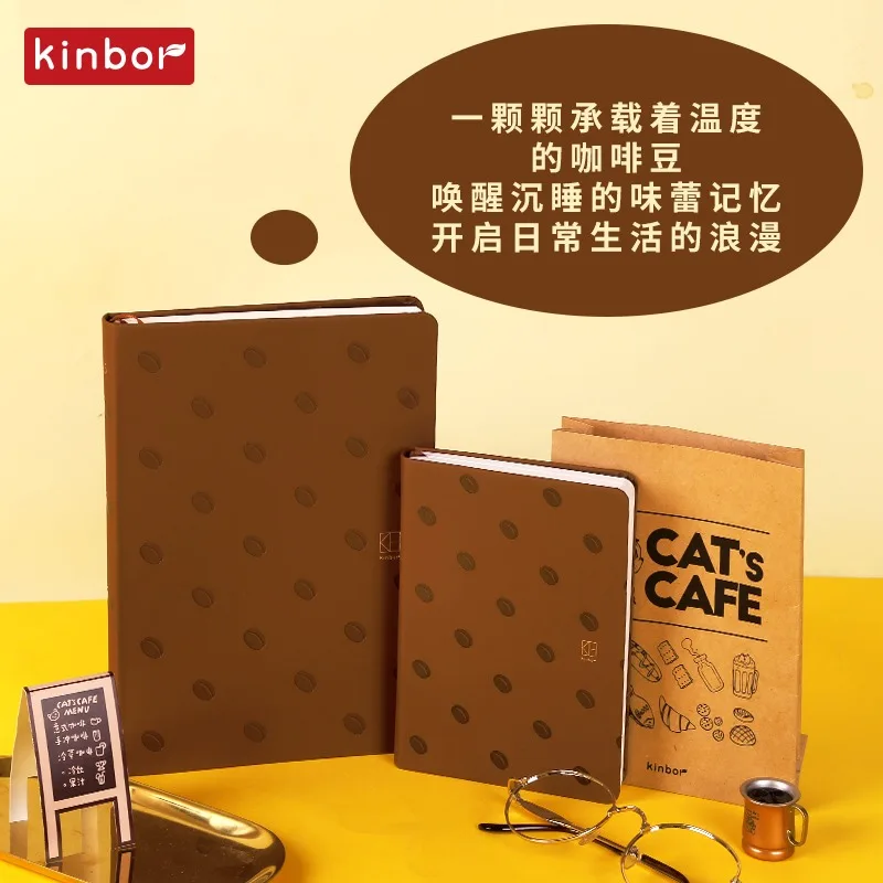 Kinbor-Cuaderno Kawaii de café de gato A5 A6, cubierta de PU de Panda, agenda autollena de alto valor, planificador diario, Bloc de notas y diarios, regalo