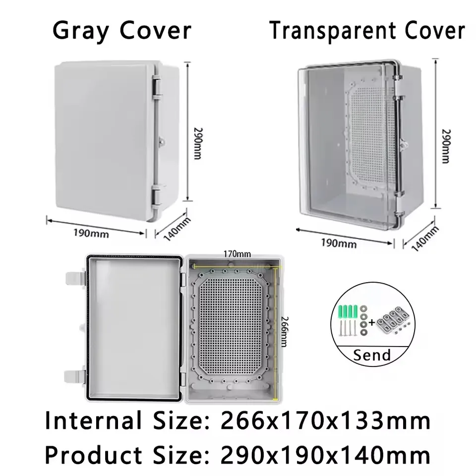 290x190x140mm IP66 Waterproof Plastic Junction Box ABS Outdoor Electronic Instrument Project Distribution Box Wire Enclosure