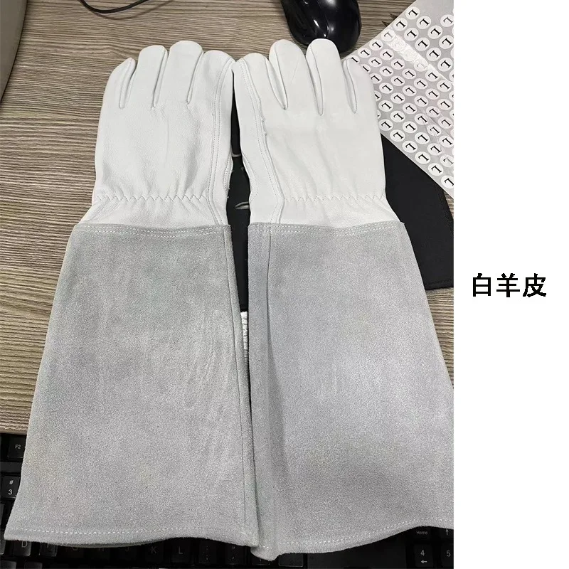 Long Sheepskin Gardening Gloves Thorn Proof Cut Resistant Rose Pruning Welding Work Gloves Heavy Duty Protective Gauntlet