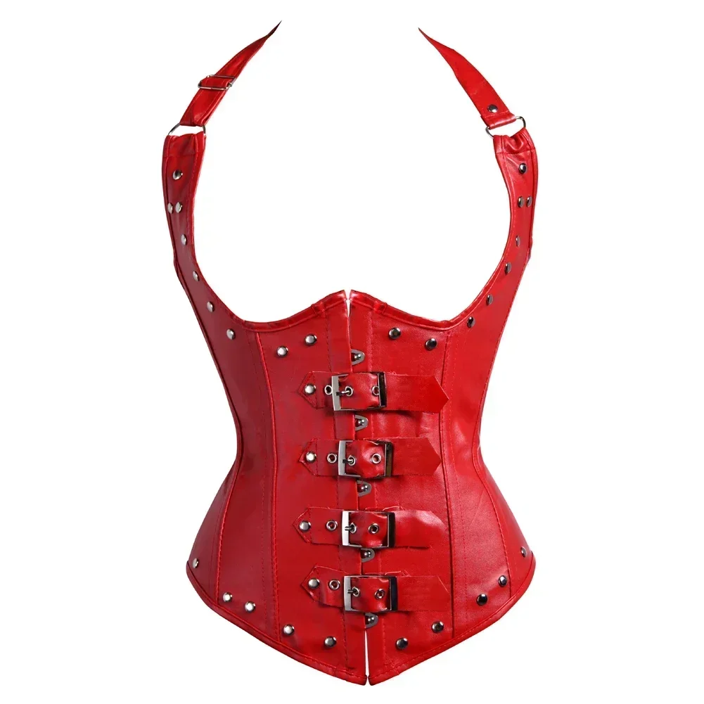 

Women Corset Underbust Steampunk Leather Corsets Exotic Bustiers with Straps Waist Trainer Carnival Party Outfits Gothic Costume