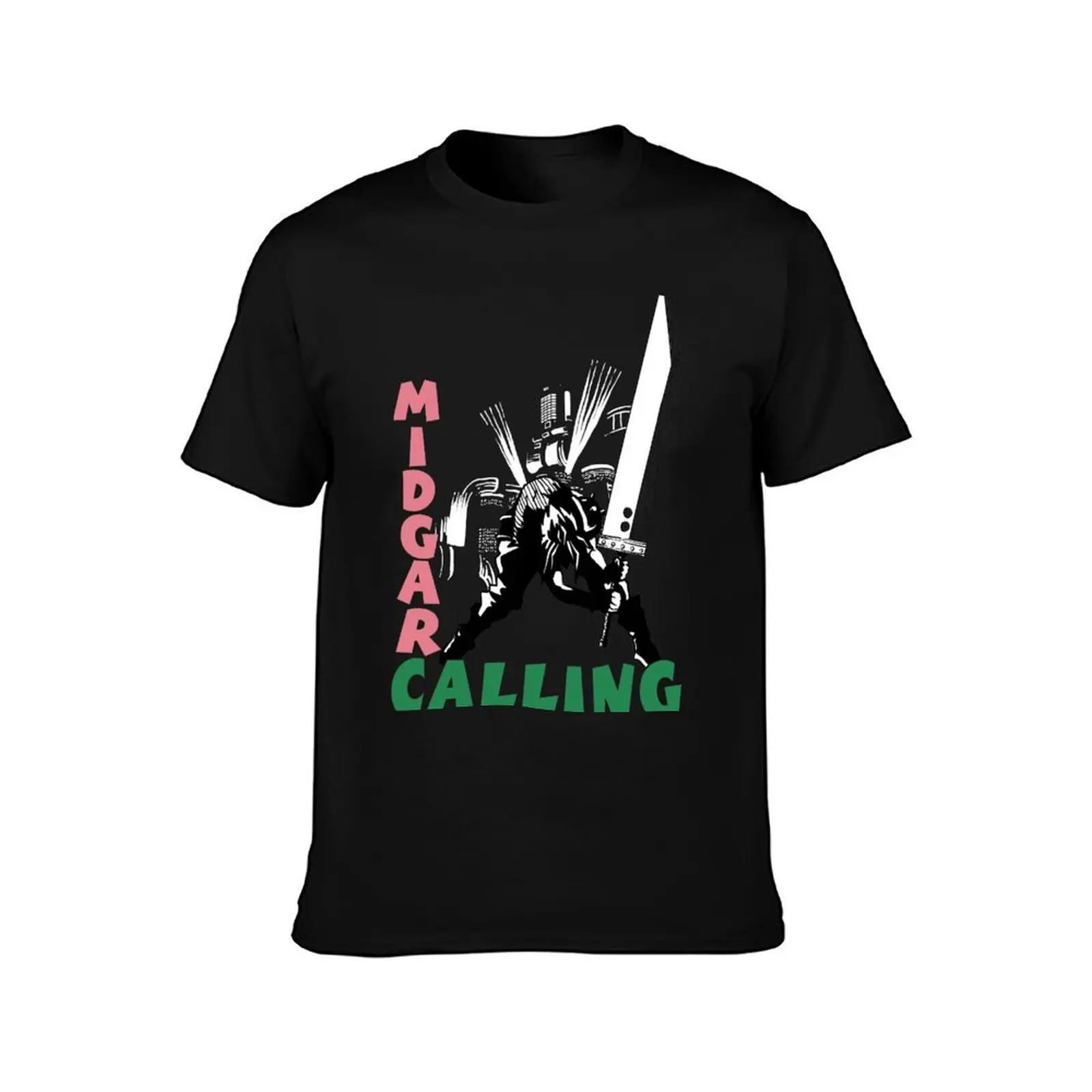 Midgar Calling T-Shirt, Summer Casual Cotton Tee, Oversized Streetwear Tops, Vintage Graphic Print, Loose Fit Short Sleeve