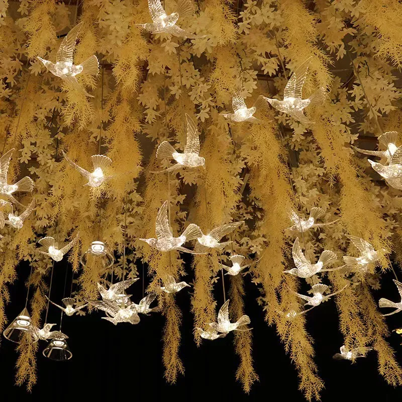 Bruiloft Props 10 Stuks Vogellicht Transparante Lichtgevende Kroonluchters Plastic Plafondverlichting Vakantie Licht Verjaardagsfeestje Decoratie