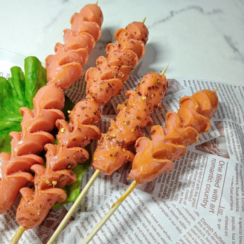 Simulation BBQ Skewers Barbecue Fake Roasted Sausage Food Model Kitchen Props Window Display Table Decoration 4pc/lot