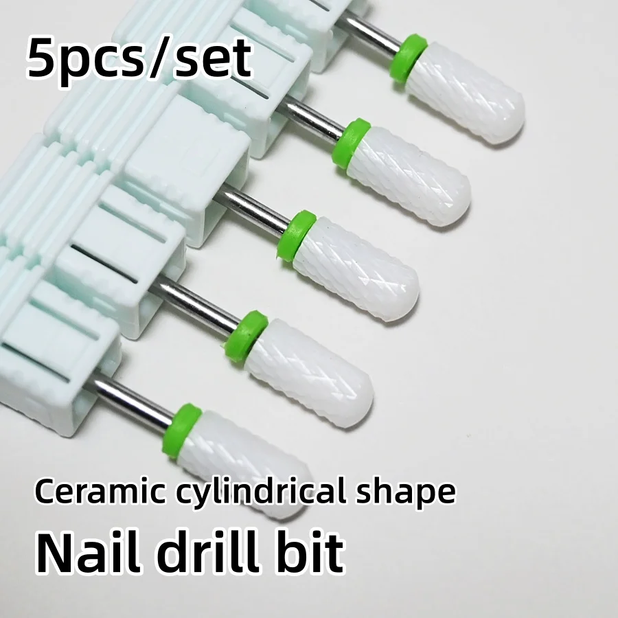 

5pc/set Cylindrical ceramic nail drill bit for quick removal of nail polish tools