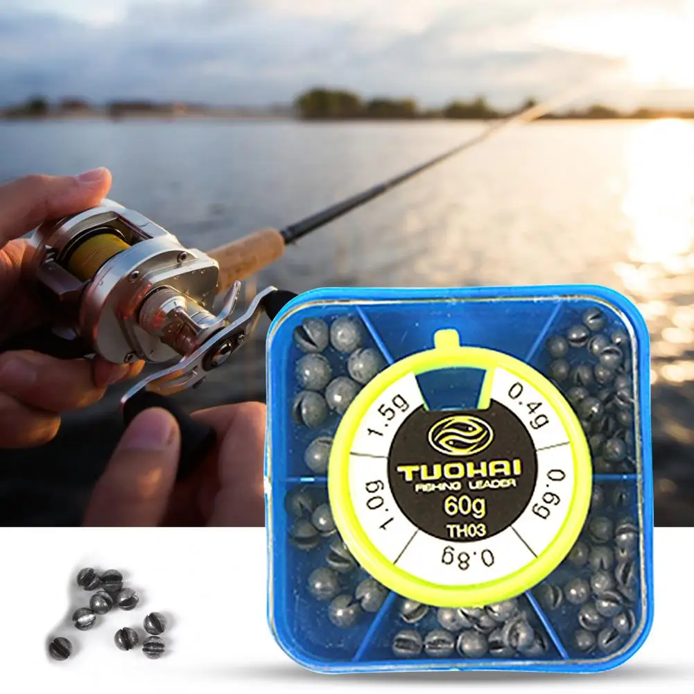 Portable Fishing Lead Sinkers 5 Size Easy Installation Useful Fishing Clip Lead Bite with Storage Box