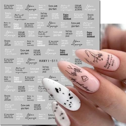 3d Nail Art Decals Valentine Day Letters Geometric Lines Faces Adhesive Sliders Nail Stickers Decoration For Nail Tips Beauty