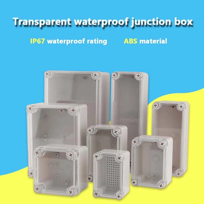 Waterproof Plastic Junction Box Transparent Cover Enclosure ABS Connections Housing Outdoor Instrument Electrical Project Box