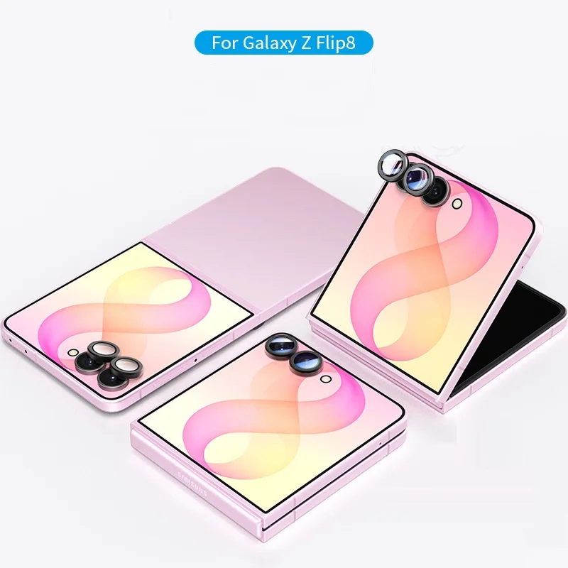 for Samsung Z Flip8 Lens Protector Hollow Colorful Metal Ring Camera Cap Hard AR AF Tempered Glass Lens Film