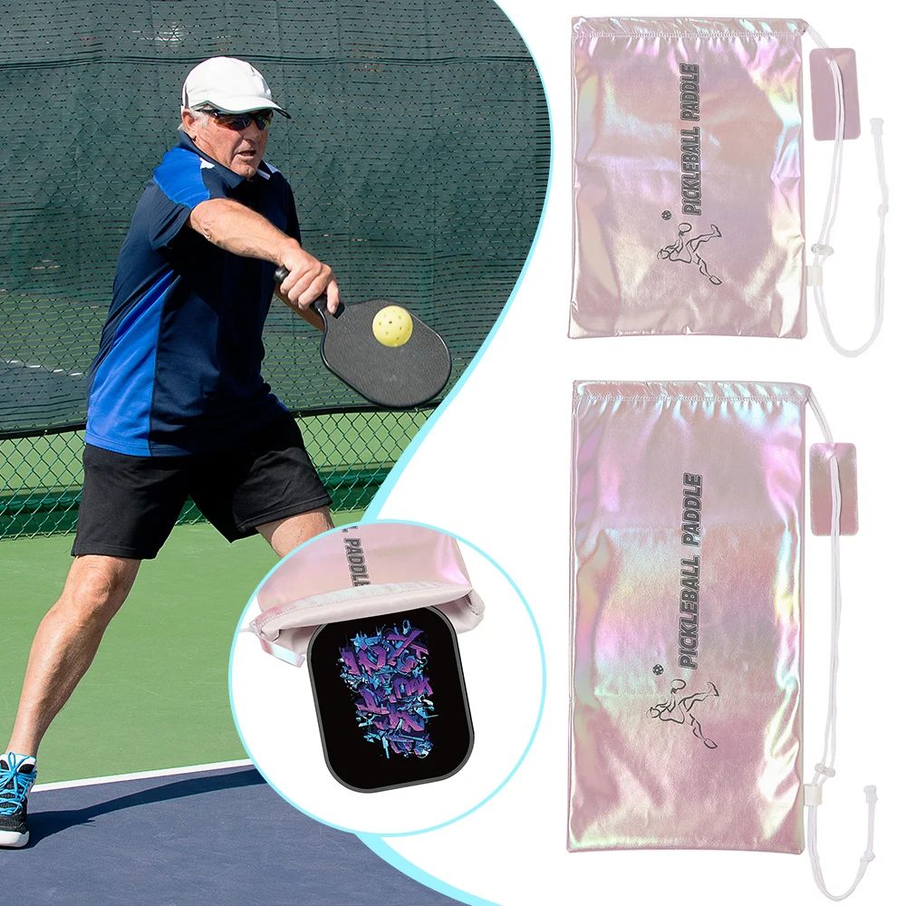 

Polyester Pickleball Rackets Drawstring Bag Gradient Color Colorful Pickleball Paddle Pocket Pouch Protective Sleeve
