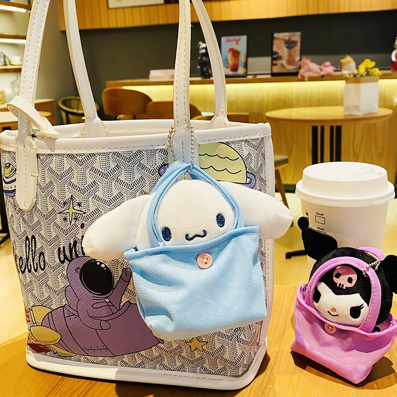 Sanrio Hello Kitty Y2K Plush Keychain Cute Cartoon Cinnamoroll Kuromi Children's Doll Toy Pendant Girls Backpack Pendant Gift