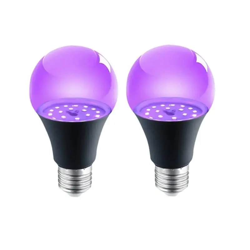 AS94-E27 LED Black Light Bulb A19 9W UV UVA 395Nm Glow In The Dark 2 Pcs For Blacklights Masquerade Party B