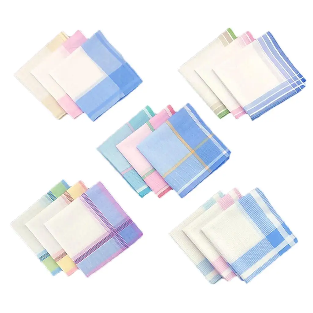 Paquete de 12 pañuelos de algodón vintage, pañuelo cuadrado unisex, lote de pañuelo