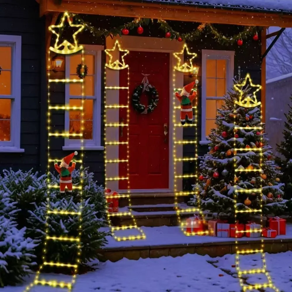 1PC 2M Christmas USB Santa Claus Climbing Ladder Light with remote control,used for party and Christmas decoration