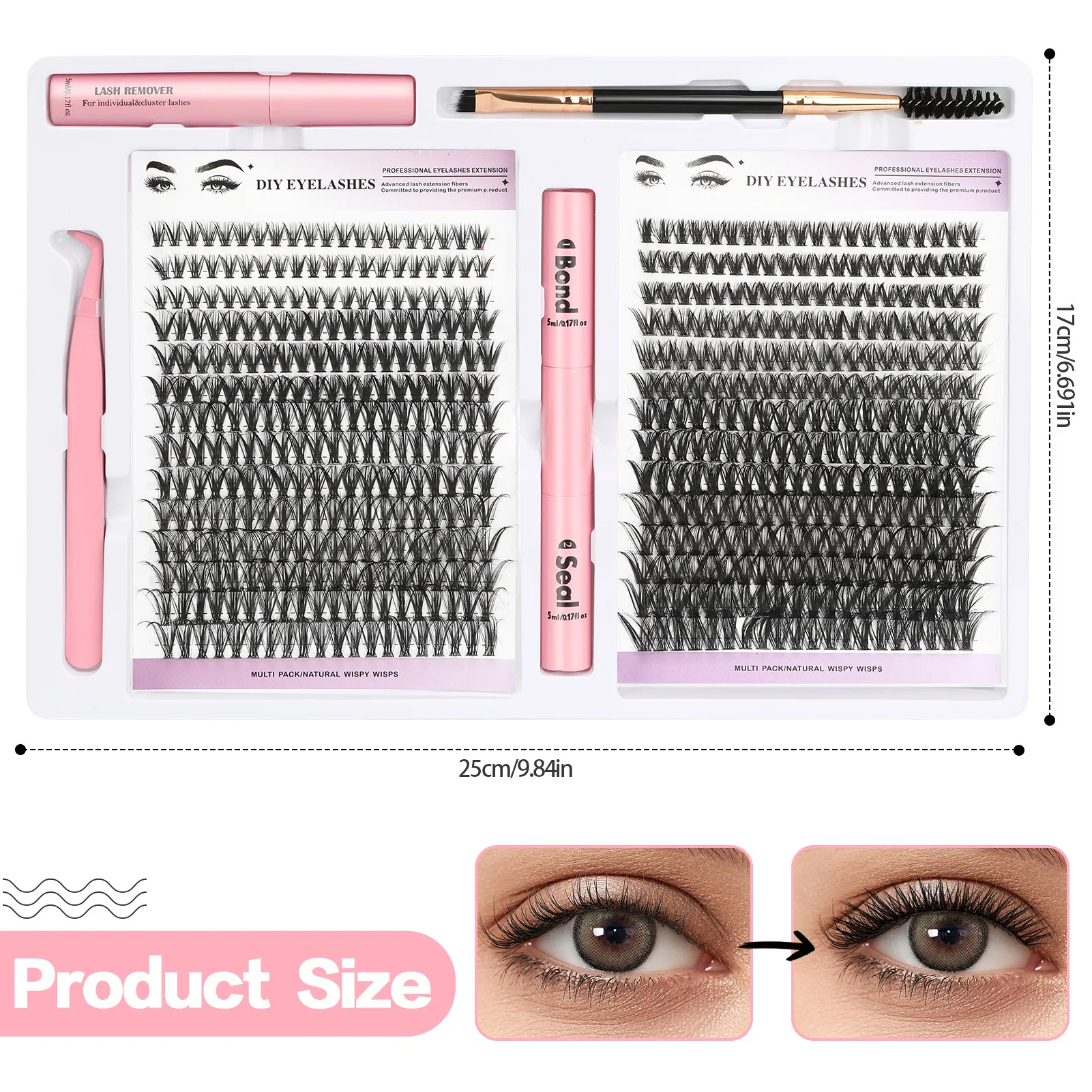 

C/D Curl DIY Lash Extension Kit Cosplay Individual Lashes Clusters Perfect for Girls Night Out Eye Makeup