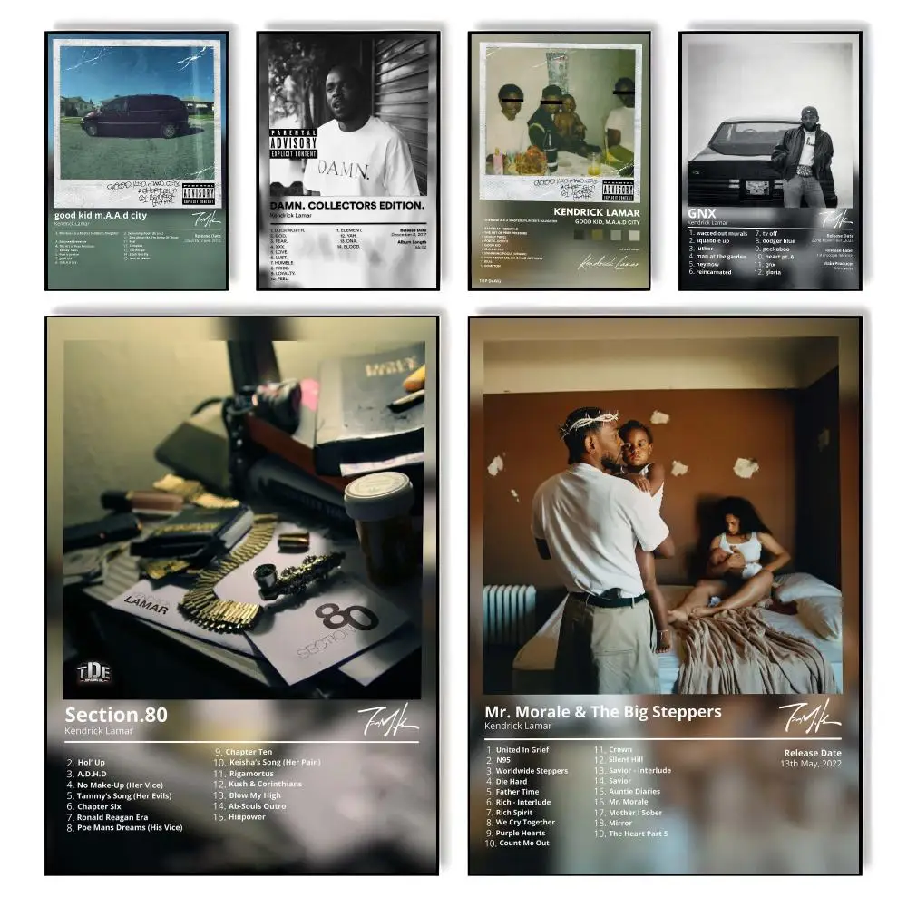 Rap Music K-Kendrick Lamar Poster Music Album Wall Art Poster | Vinyl Record Cover Decor for Bedroom Living Room Gift