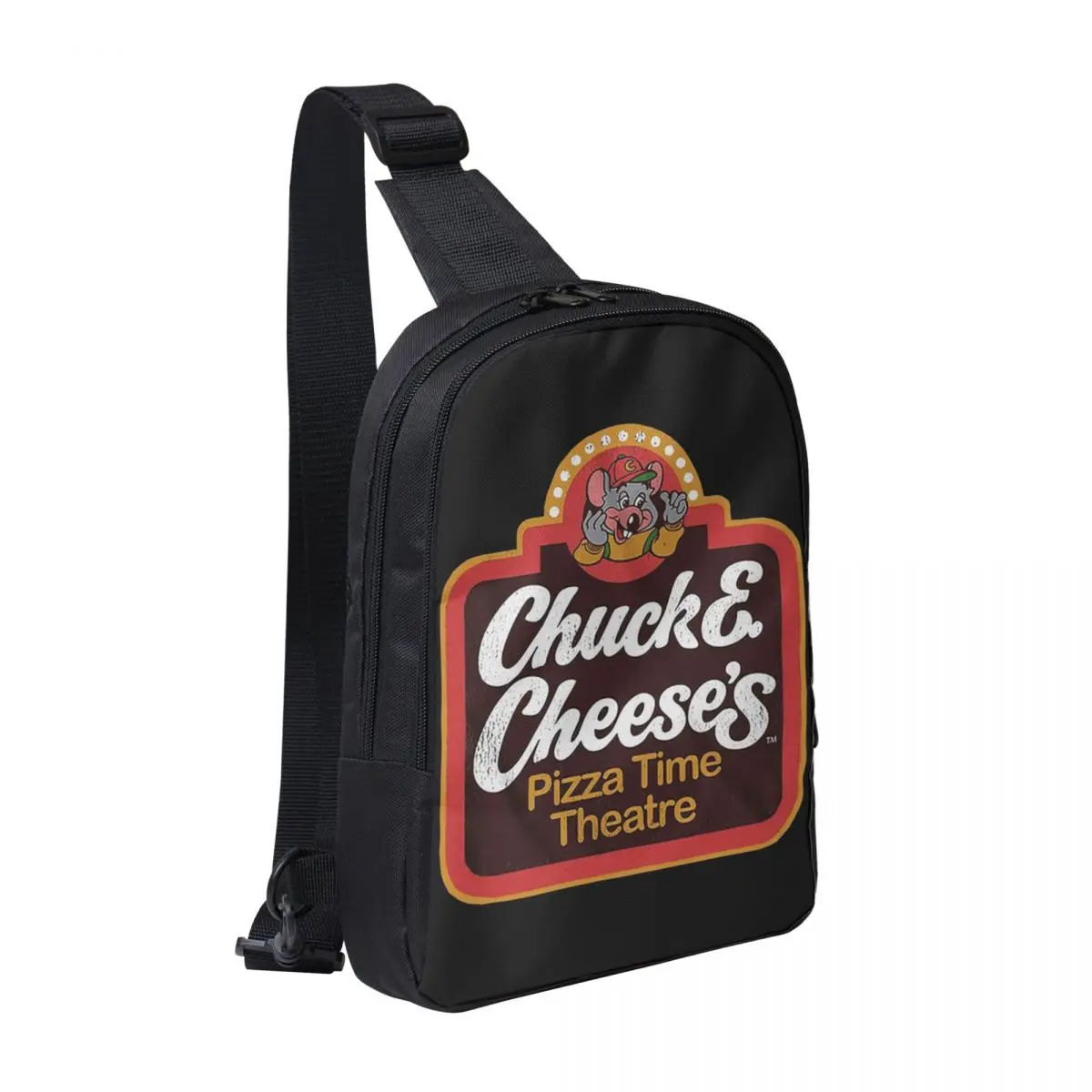 

Chuck E Cheeses Pizza Time Theater Chest Bag Men Sling Crossbody Backpack Chest Bag Traveling Hiking Daypack Shoulder Bag