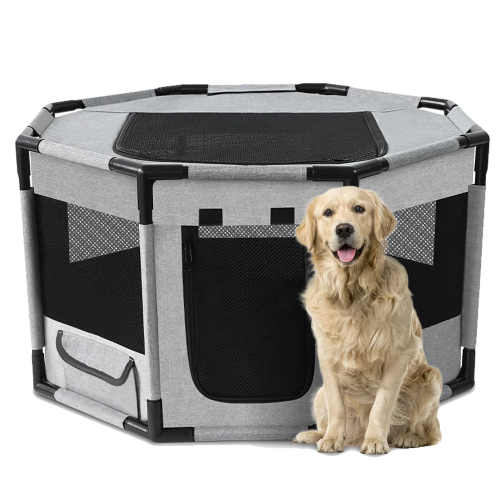 Octagon Breathable Dog Playpen Oxford Fabric Dog Fence Portable Soft Dog Cat Kennel Crate Portable Foldable Cat Dog Crate