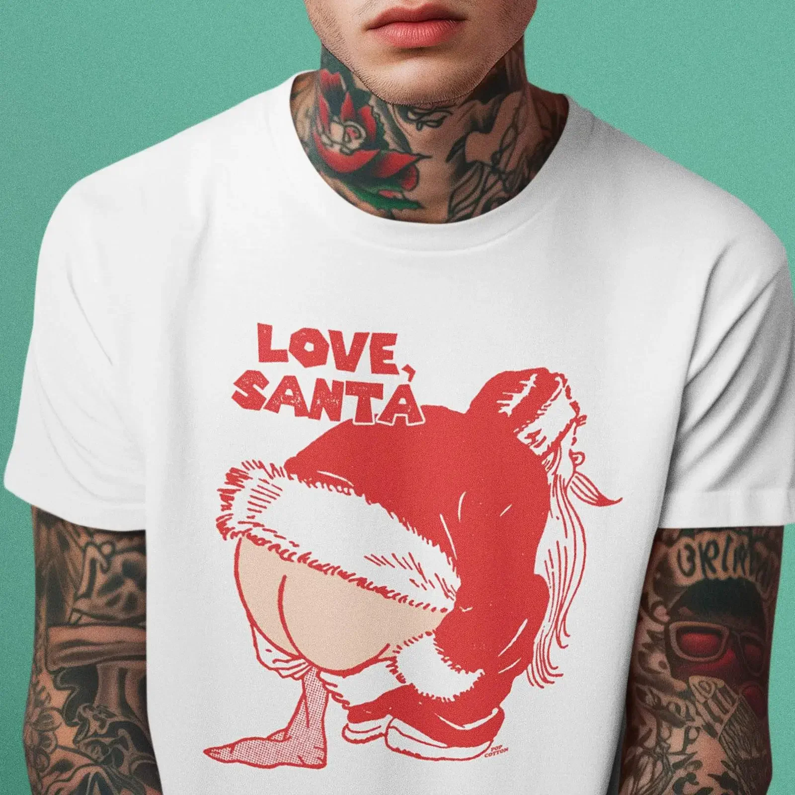 Christmas Gag Vintage Santa Poop Prank Pop Cotton T Shirt vintage Washed Top For Everyday Wear homme Casual Breathable fashion