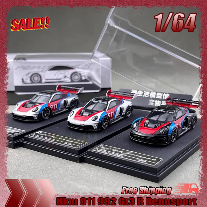 

New In Stock Hkm 1:64 911 992 Gt3 R Rennsport Static Alloy Simulation Miniature Die-Casting Car Model Custom Children'S Toy Gift