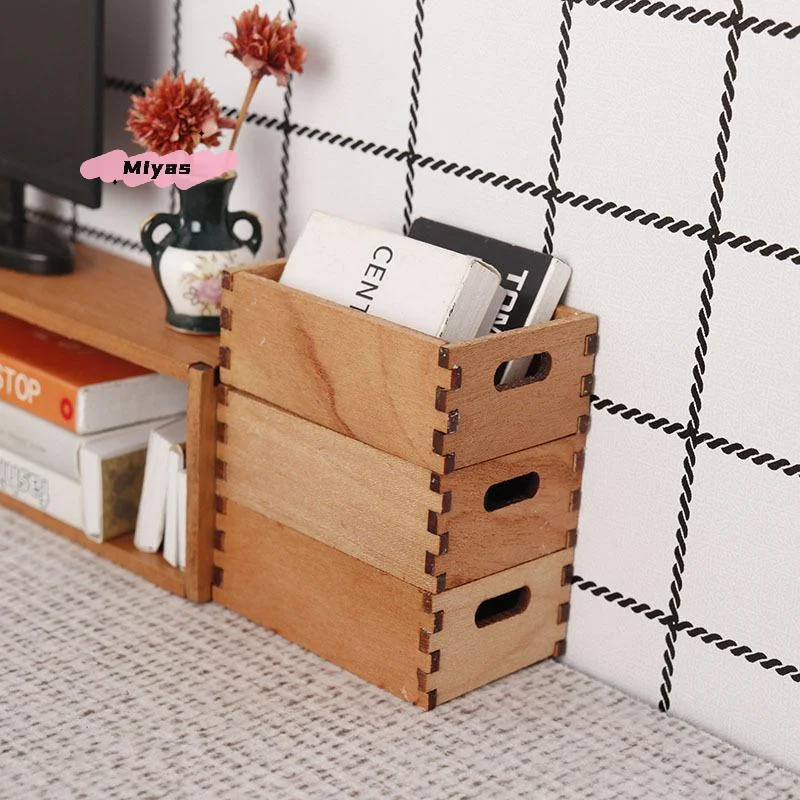 1/12 Domek dla lalek Mini Drewniany Koszyk do Przechowywania Model Mebli do Domku dla Lalek Mikro Scena Dekoracyjne Akcesoria