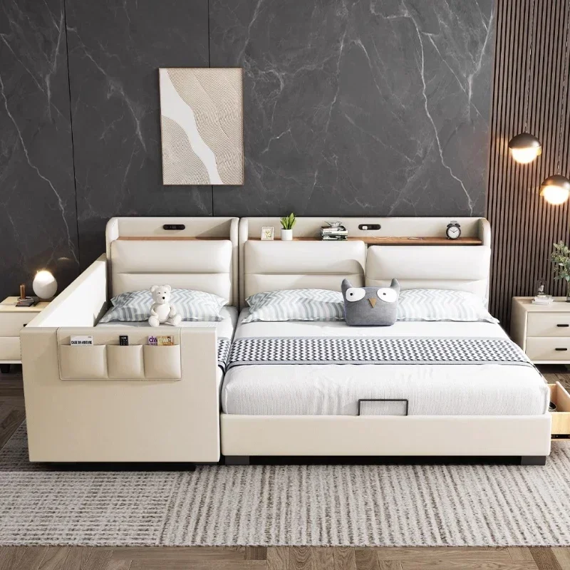 Bedroom Leather Leather Parent Child Beds Double 2 Beds Bunk Wooden Bed King Size Convertible Sectionals Frame Fence 2 Bed Set