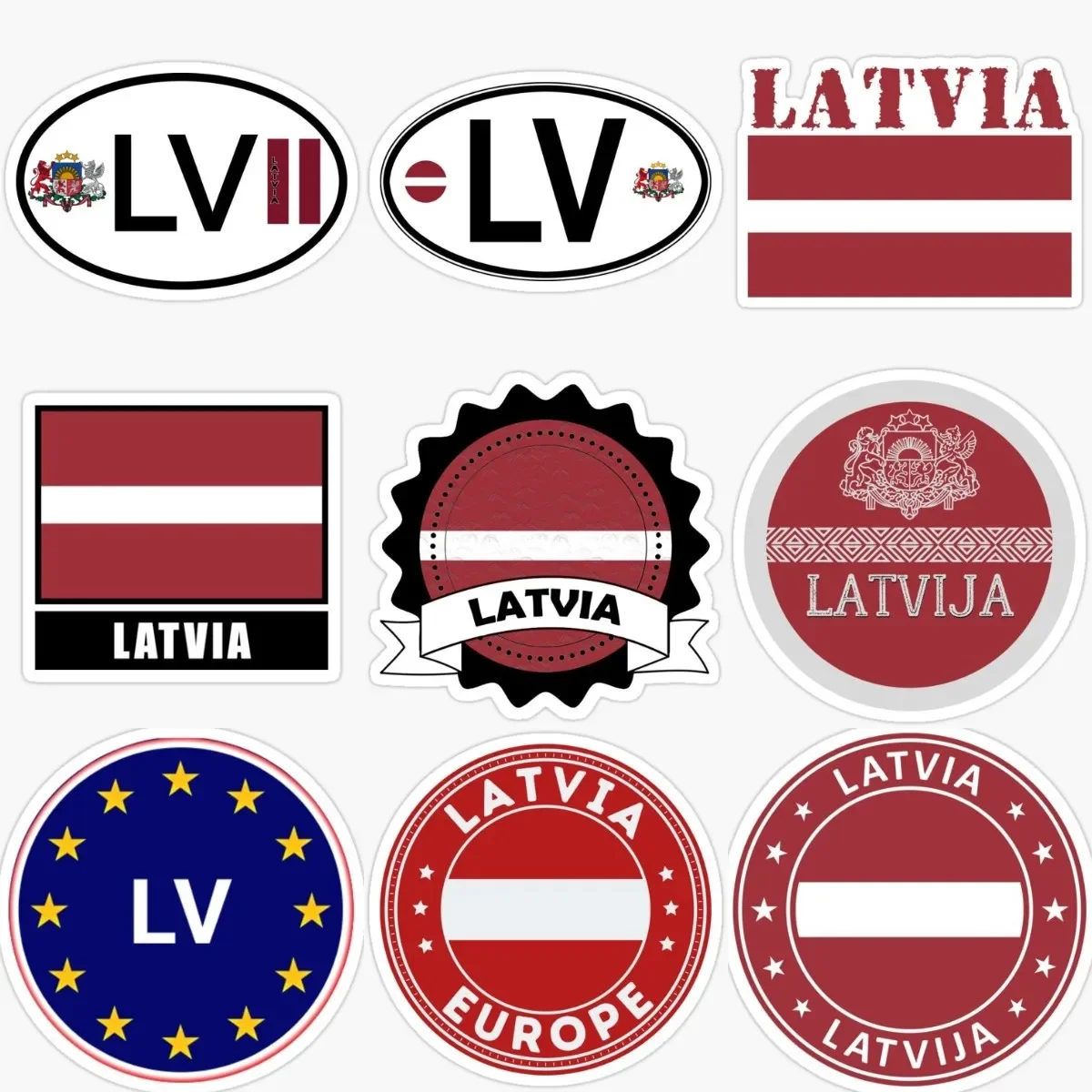 

Creative LV Latvia Flag Emblem PVC Sticker for Decorate Wall Room Window Car Van Motorcycle Off-road Helmet Camper Bumper Decal