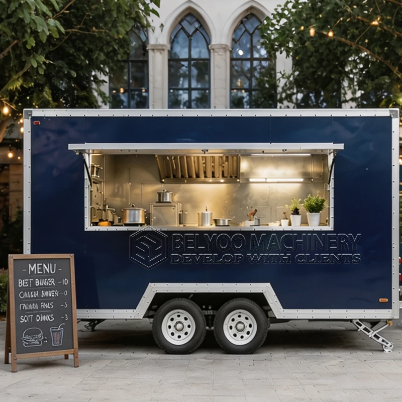 Belyoo Mobile Food Trailer Custom Concession Trailer with Full Kitchen Luxury Commercial Catering Trailer Fast Food Business