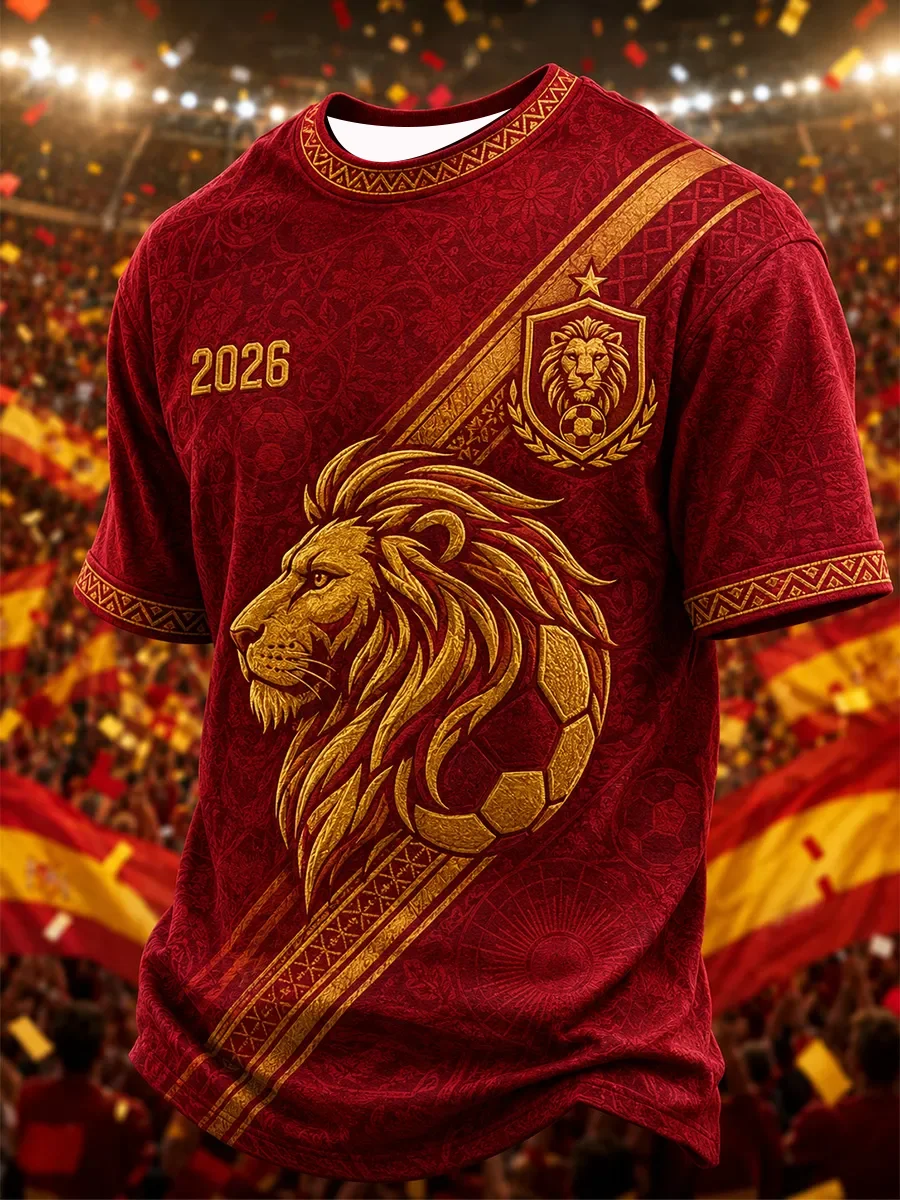 2026 Edition Spanish Fans Football Training T-Shirt - 3D Digital Printing - Comfortable and Breathable - Family Clothing
