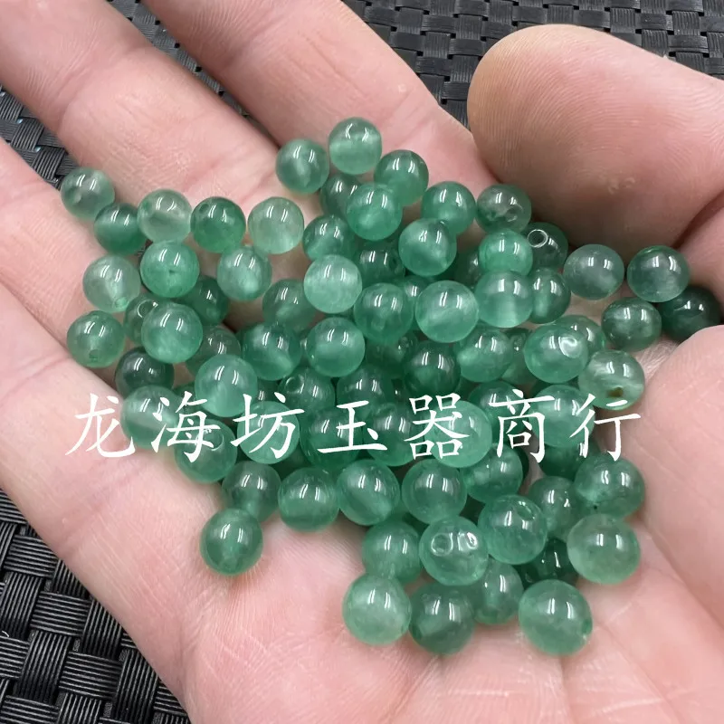 Jade Scattered Beads Optimization Aventurine Loose round Beads Scattered Beads Quartz Rock Jade Scattered Beads Fruit Green6mm S