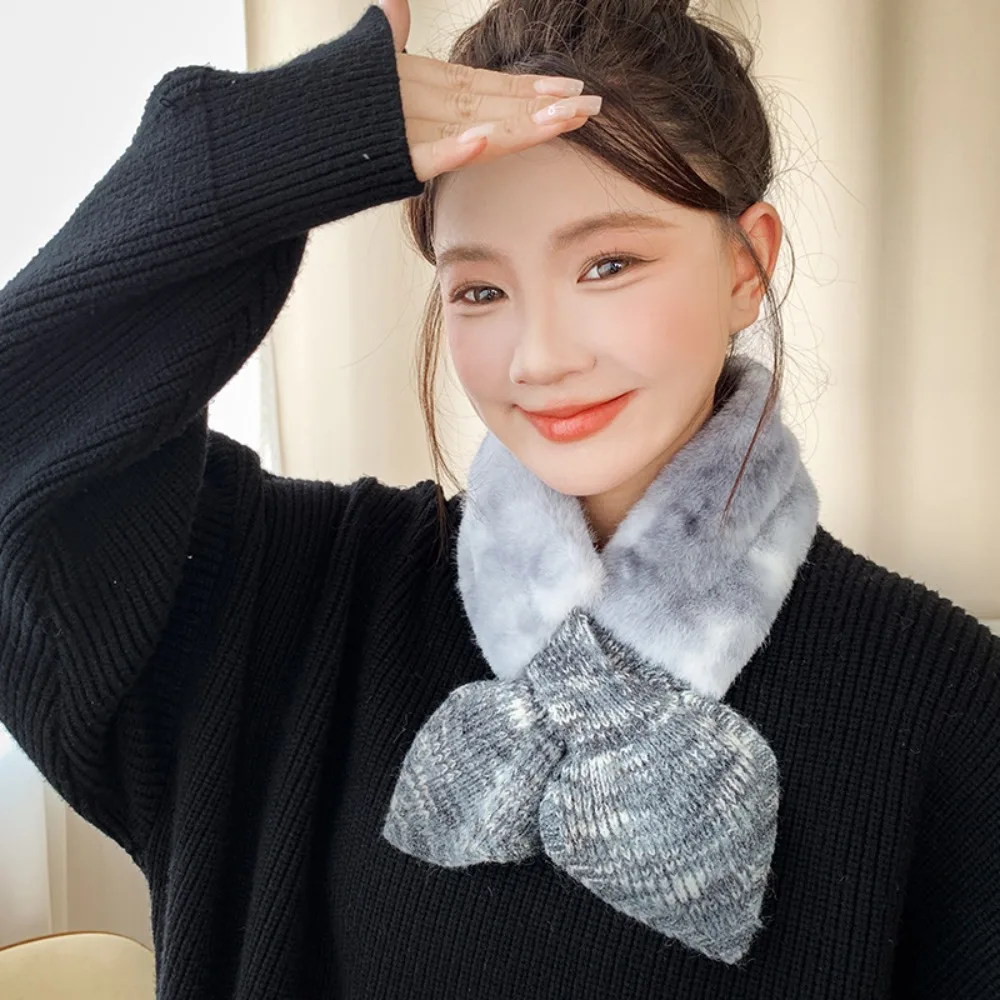 New Faux Fur Faux Fur Scarf Cross Tie Knitted Fabric Cross Tie Scarf Slip-On Closure Soft Texture Unisex Bracelet Daily Outfits