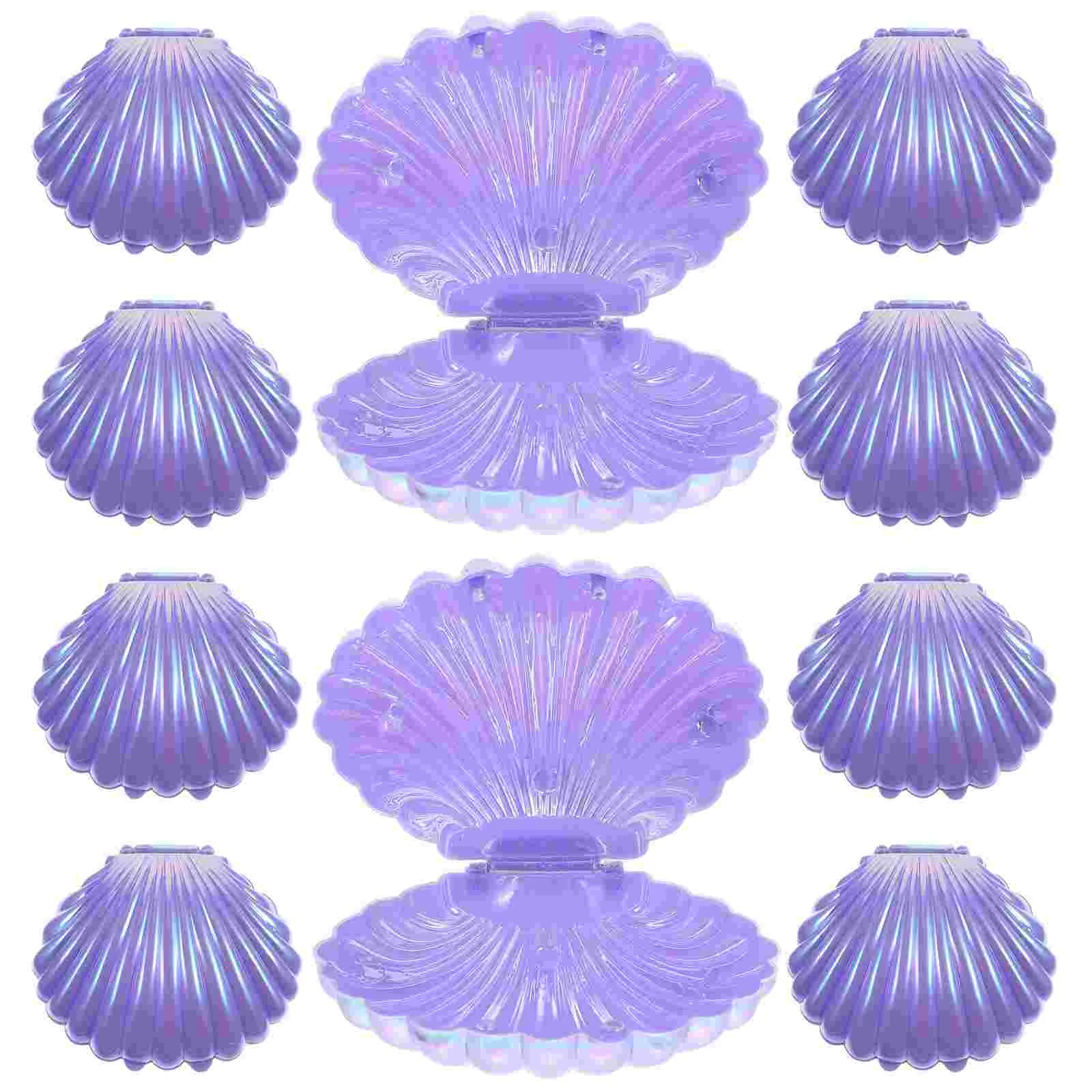 

10 Pcs Toy Container Candy Box Boxes Jars for Party Table Plastic Seashell Holder Purple Adults Gift Containers Bride