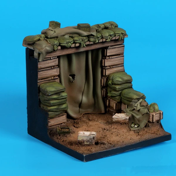 70 * 70mm Resin Model Scene Accessories Model Kit Miniature Toy Vietnam Bunker Base Unassembled and Unpainted  diorama