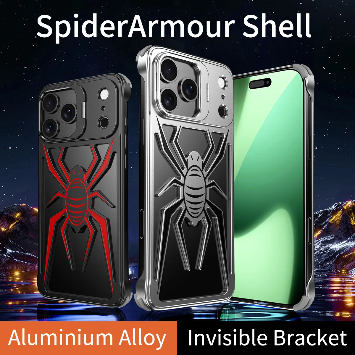 

Для iPhone 17, 16, 15, 14 Pro Max, модный металлический безрамный чехол для телефона с рассеиванием тепла, кольцо из алюминиевого сплава, противоударный чехол