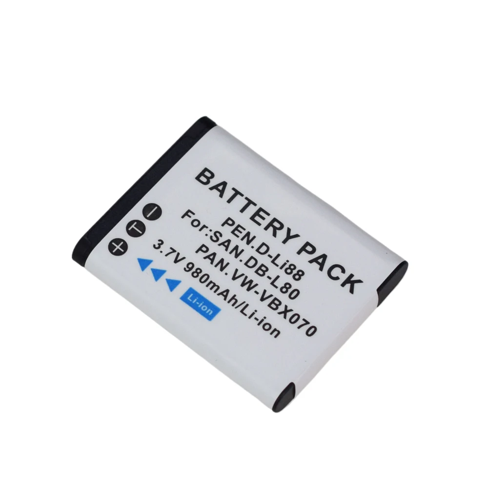 بطارية D-LI88 DB-L80 L80A D LI88 DBL80 DLi88 + شاحن نحيف لكاميرا الفيديو Sanyo Xacti VPC-CG10، VPC-CG20، VPC-CG21، VPC-CG100