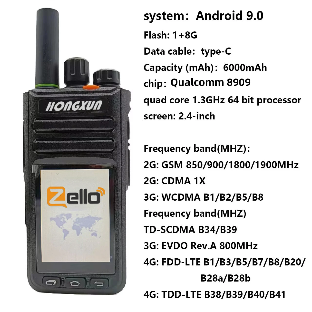 

Zello T82 Android 9.1 Real PTT Smart Walkie Talkie 4G Handheld POC с 50 км Talk Ran Sim Card Частота 4G Батареи в комплекте