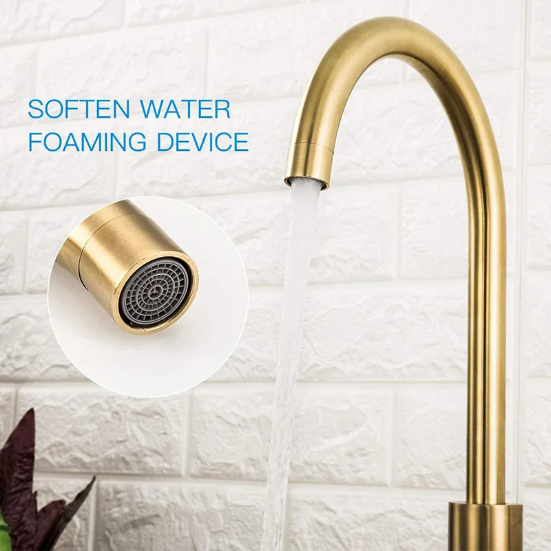 

Stainless steel golden kitchen faucet, brushed gold face basin, washbasin, sink, mixed kitchen hot and cold faucet